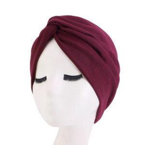 Dark red hair turban 4